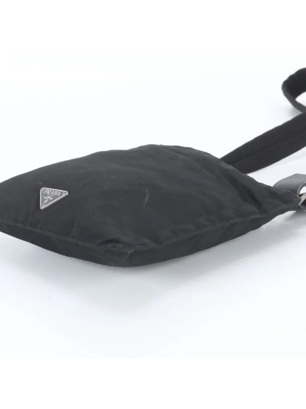 Prada Tessuto Nylon Triangle Logo Leather Shoulder Bag Crossbody Messenger